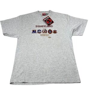 Vintage Disneyland T Shirt L/XL Gray Mickey Inc Embroidered Quote Hong Kong NWT